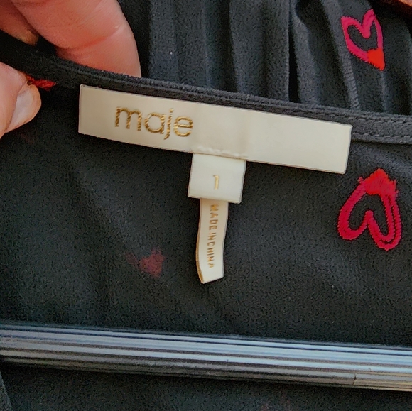 Maje Women's Black and Red Dress Size Small - Picture 5 of 14